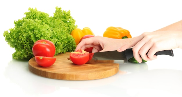 Kucharz z deską do krojenia